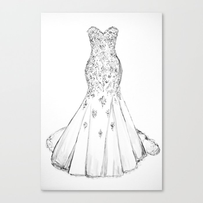 wedding dress on hanger drawing