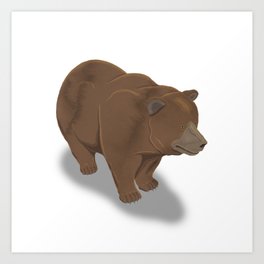 brown bear isolated in watercolor Art Print