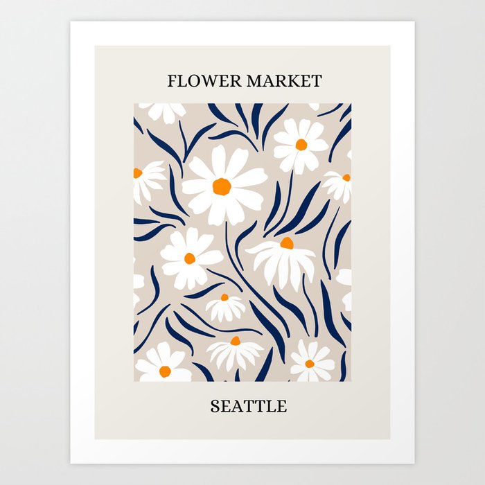 Flower Market, Seattle Art Print