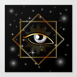 All seeing eye of Providence or Illuminati masonic symbol golden Canvas Print