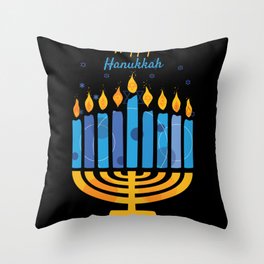 Hanukkah 2021 Candles Menorah Happy Hanukkah Throw Pillow