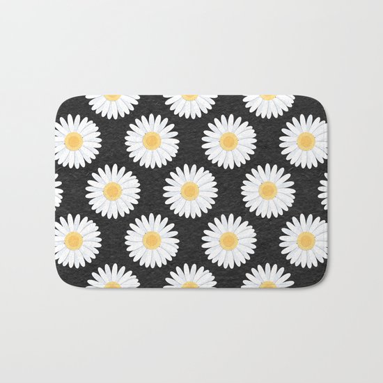 Spring Daisies_Black Bath Mat