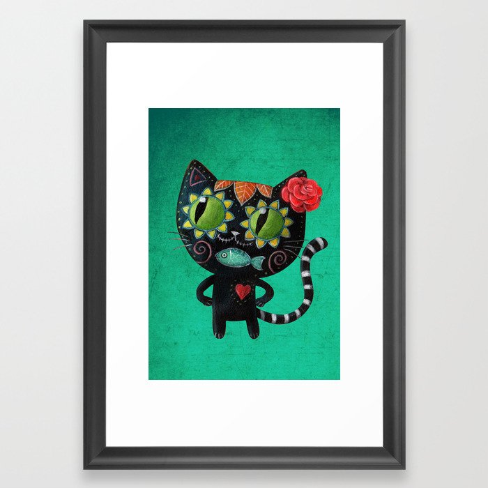 Black Cat Of The Dead Framed Art Print By Madamecolonelle Society6