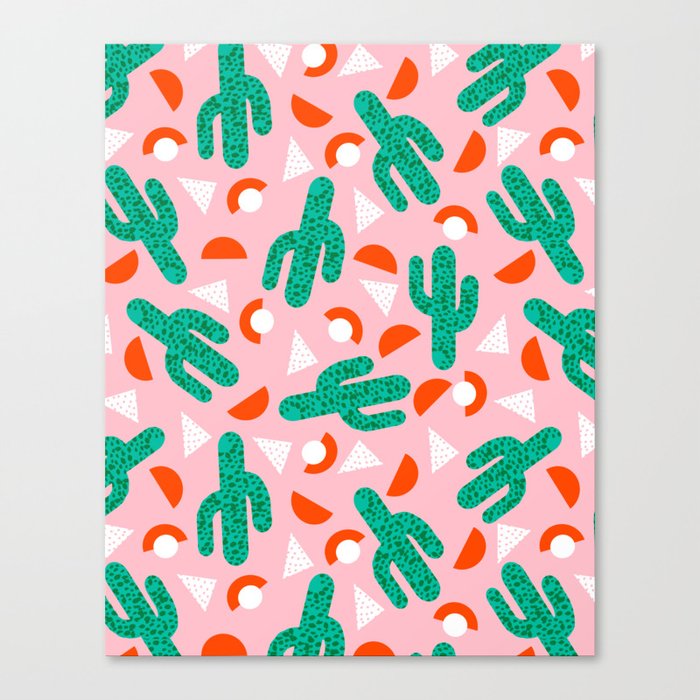 Red Hot - cactus southwest desert palm springs retro neon throwback 1980s style minimal plants Canvas Print