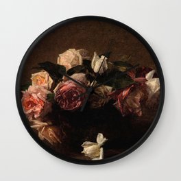 Henri Fantin-Latour - Pink flowers (Rosario) Wall Clock