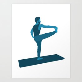 Man Practising Yoga on a Mat Art Print