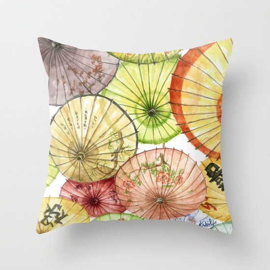 Paper Umbrellas Throw Pillow