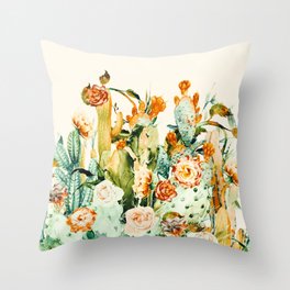 Succulent flowered cactus Throw Pillow