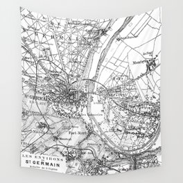 Vintage Paris Map Wall Tapestry