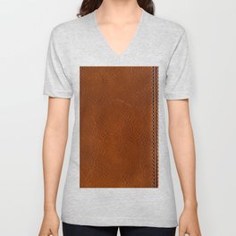 Faux brown leather, elegant stiches V Neck T Shirt