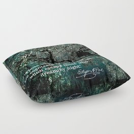 "Those Who Dream by Day" Owl in Tree with Quote by Edgar Allan Poe Floor Pillow