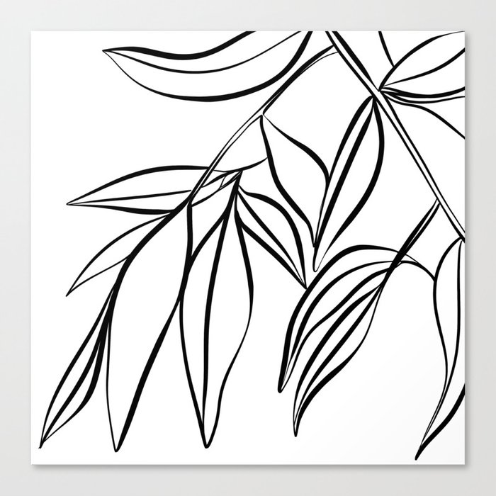 Axelle - Minimal, Modern - Abstract Leaf Stalk Painting  Canvas Print
