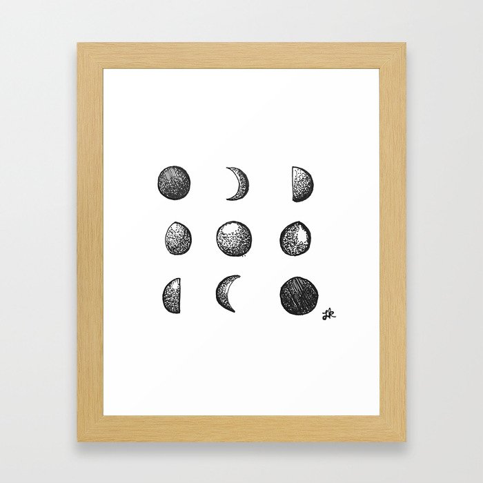 Phases of the Moon // Lunar Cycle Framed Art Print