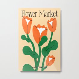 Flower Market: Amsterdam Metal Print | Vintage, Amsterdam, Summer, Market, Watercolor, Plants, Graphicdesign, Art, Peach, Leaf 