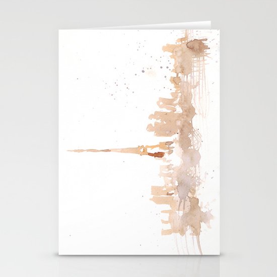 Watercolor landscape illustration_Paris Stationery Cards