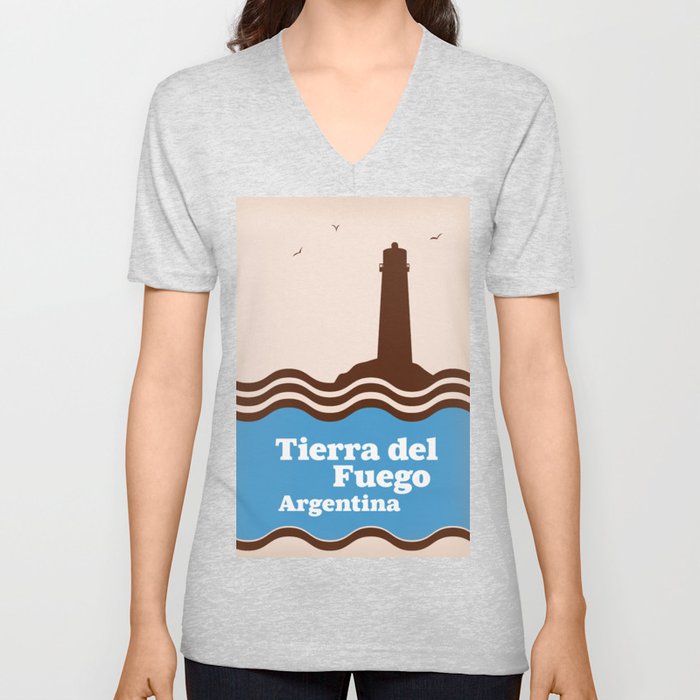 Tierra del Fuego Argentina, Les Eclaireurs lighthouse V Neck T Shirt
