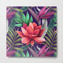 The Enchanted Lotus Metal Print | Digital, Colors, Real, Leaves, Artdesign, Pattern, Flowers, Palms, Leafart, Brightcolors 