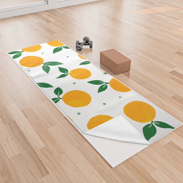 Tangerine pattern - yellow and green Yoga Towel