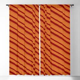 [ Thumbnail: Chocolate & Dark Red Colored Lines/Stripes Pattern Blackout Curtain ]