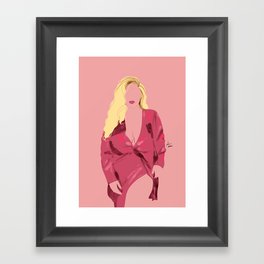 Blonde thick girl in red robe Framed Art Print