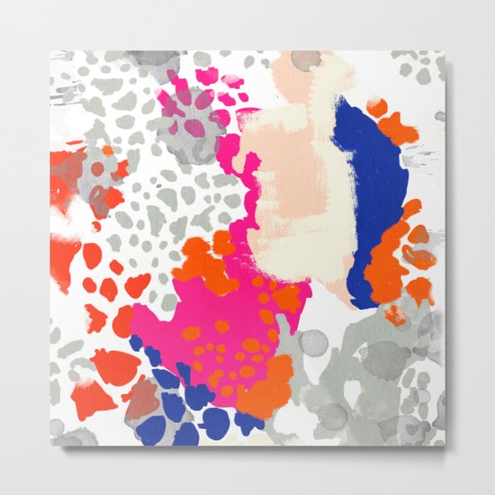 Mica - bright happy abstract painting trendy color palette modern home decor nursery art Metal Print
