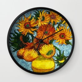 Sunflowers, Paris, in Vase portrait painting by Vincent van Gogh Wall Clock