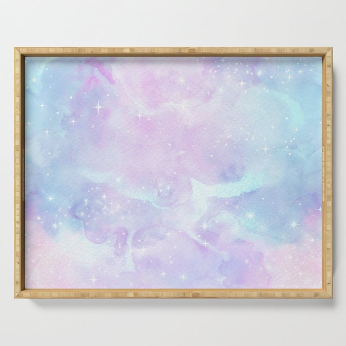 Pink Blue Pastel Galaxy Painting Serving Tray
