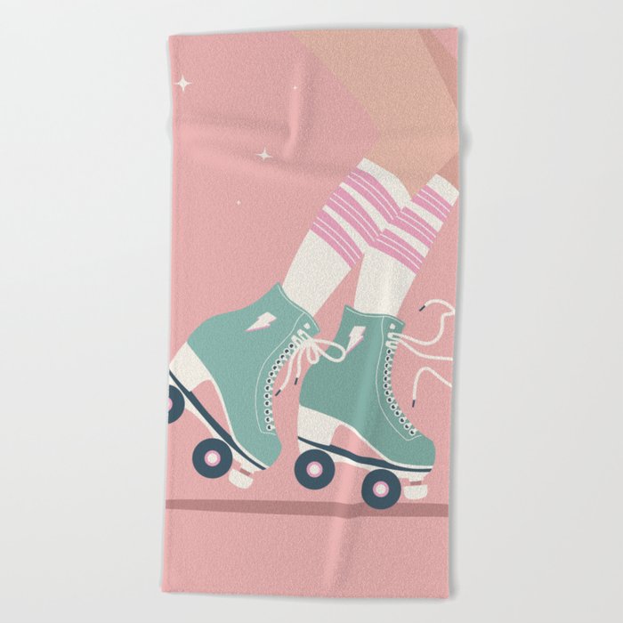 Roller skate girl 001 Beach Towel