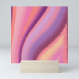 Glitchy modern pastel wavy rainbow stripes 2 - warm orange, pink, purple Mini Art Print