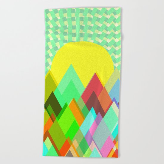 Colorful mountains Beach Towel