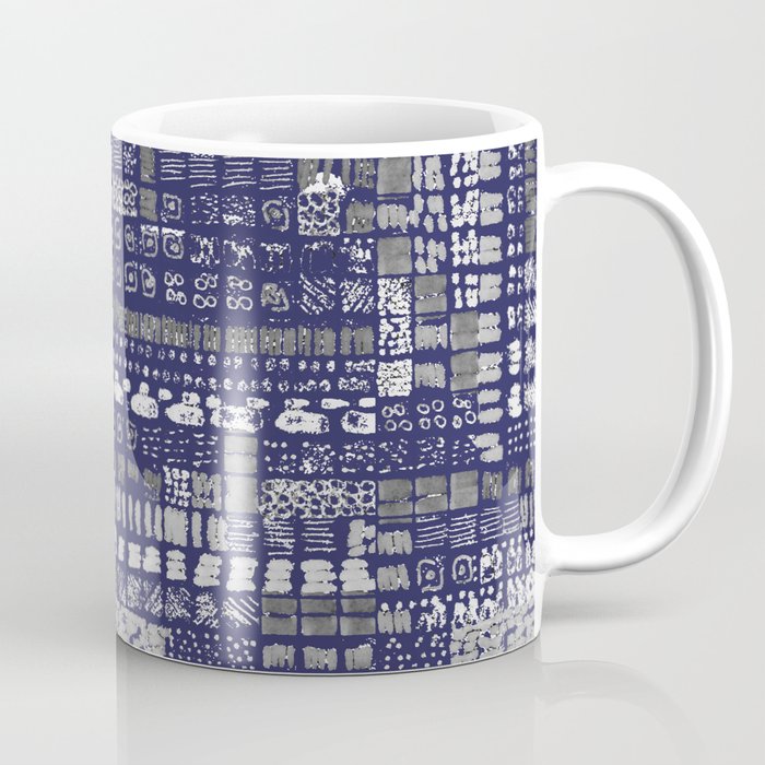 shibori inspired navy blue ink marks hand-drawn collection Coffee Mug