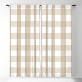 Gingham Plaid Pattern (tan/white) Blackout Curtain