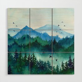 Mist Me Away Watercolor Landscape  Wood Wall Art