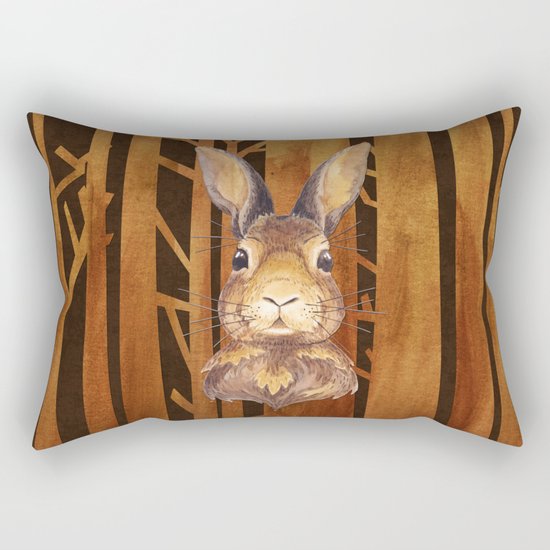 Rabbit in the forest- abstract animal hare watercolor illustration Rectangular Pillow