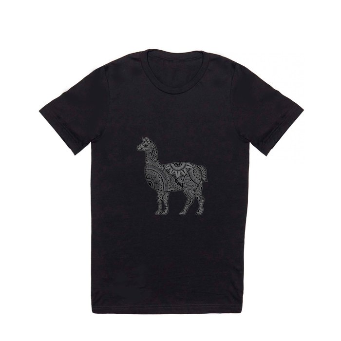 Llama zentangle pattern in black and white T Shirt