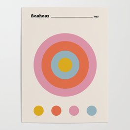 Bauhaus Circles Exhibition Poster in Danish Pastel Tones Poster