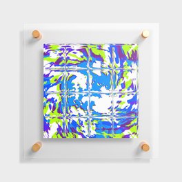 Blue Rave Glitch Tiles Floating Acrylic Print