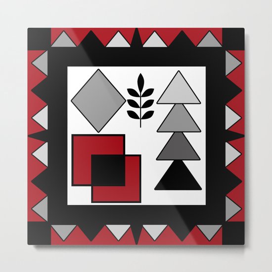 Ethnic pattern in red-black-white colors Metal Print
