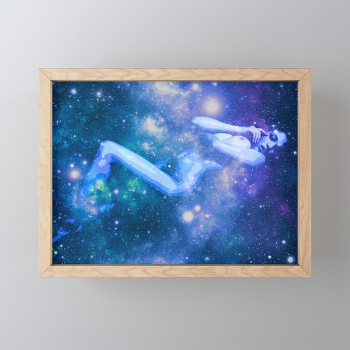 Blue Galaxy Woman : Nude Art Framed Mini Art Print