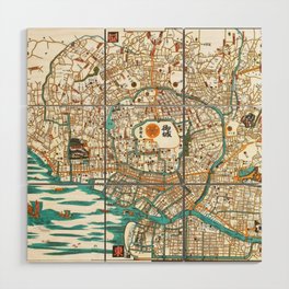 Tokyo Edo Map - Vintage Retro Art Reprint 1843 Wood Wall Art