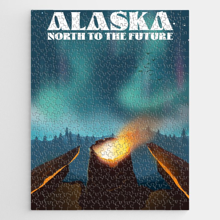 Alaska North to the future travel poster. Jigsaw Puzzle