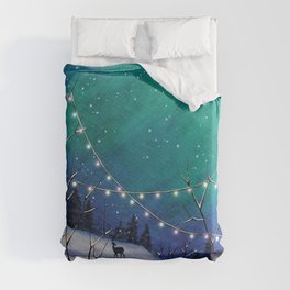 Snowy December Night Duvet Cover