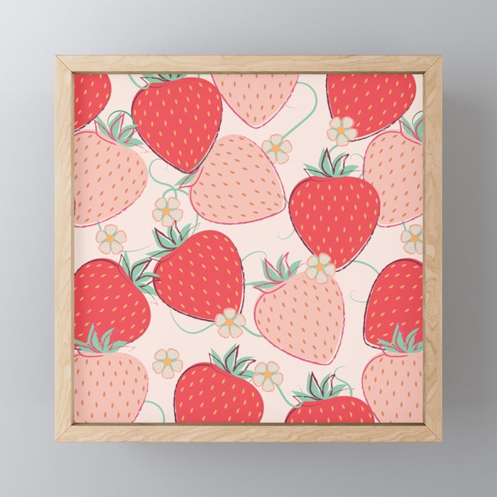 Strawberry Patch Framed Mini Art Print