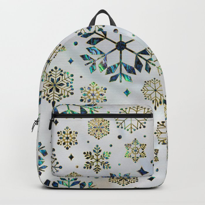 Festive Golden Abalone Shell Snowflake pattern Backpack