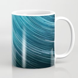Abstract blue lines -star trails in night sky, Russia Coffee Mug