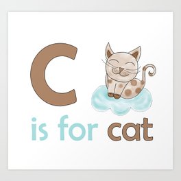 C is for Cat, children alphabet for kids room and nursery Art Print