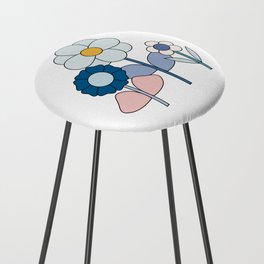 BLUE Flowers Counter Stool