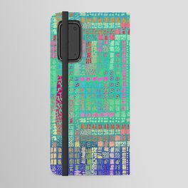 mint pink blue batik inspired ink marks hand-drawn collection Android Wallet Case