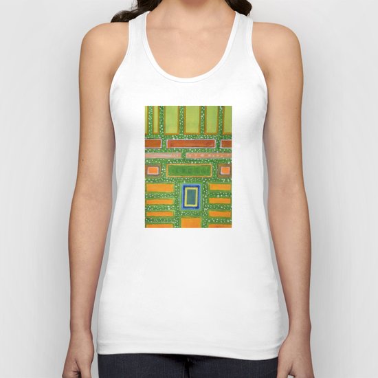 Filled Rectangles on Green Dotted Wall Unisex Tank Top