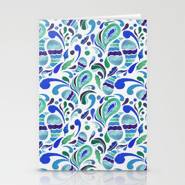 Paisley Blast - Blue Green Palette  Stationery Cards